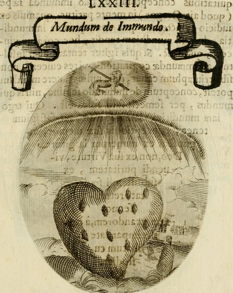 An illustration from Francisci Ponae Cardiomorphoseos, siue, Ex corde desumpta emblemata sacra, 1645, leaf 158