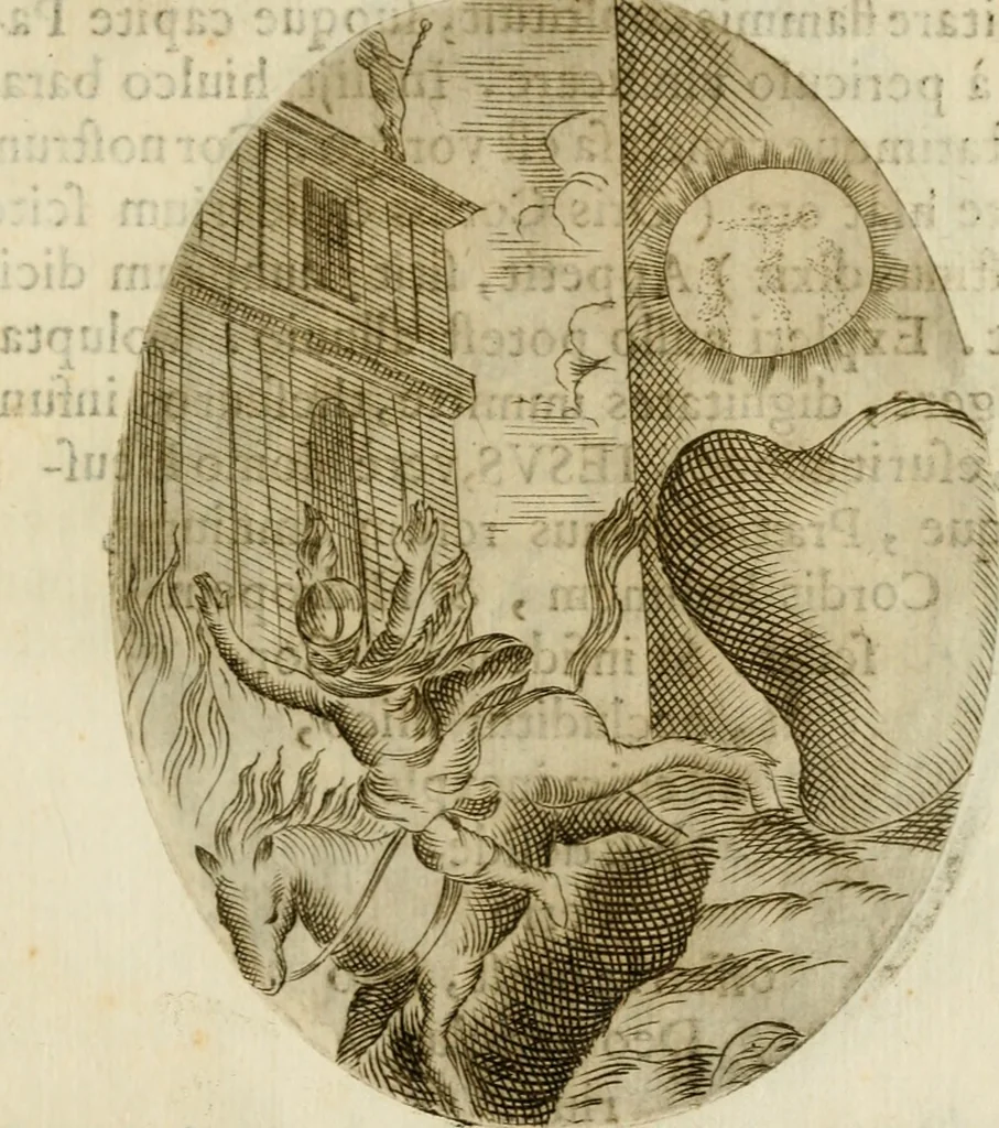 An illustration from Francisci Ponae Cardiomorphoseos, siue, Ex corde desumpta emblemata sacra, 1645, leaf 178