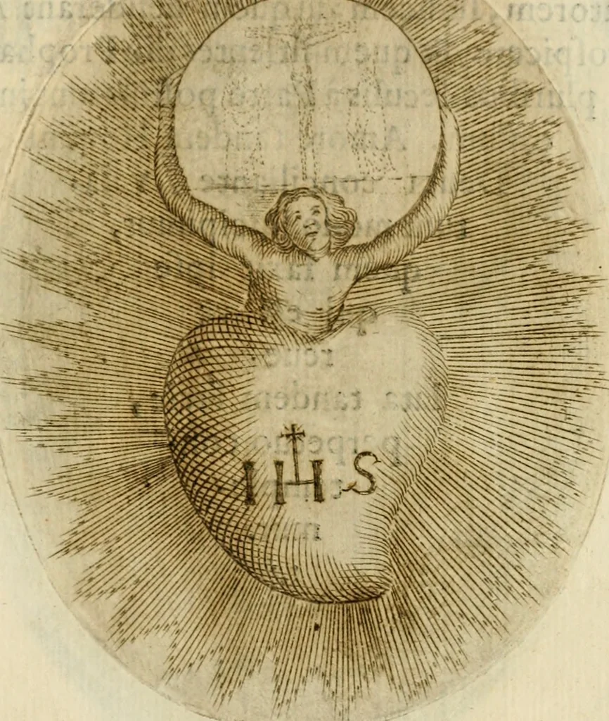 An illustration from Francisci Ponae Cardiomorphoseos, siue, Ex corde desumpta emblemata sacra, 1645, leaf 184