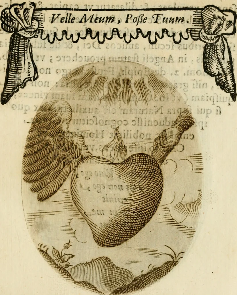 An illustration from Francisci Ponae Cardiomorphoseos, siue, Ex corde desumpta emblemata sacra, 1645, leaf 186