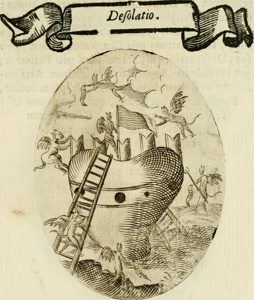 An illustration from Francisci Ponae Cardiomorphoseos, siue, Ex corde desumpta emblemata sacra, 1645, leaf 192