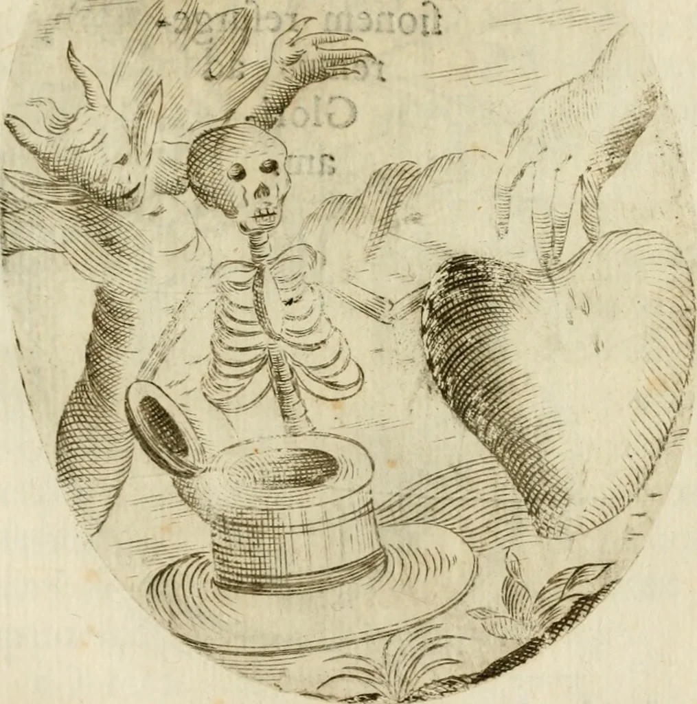An illustration from Francisci Ponae Cardiomorphoseos, siue, Ex corde desumpta emblemata sacra, 1645, leaf 206