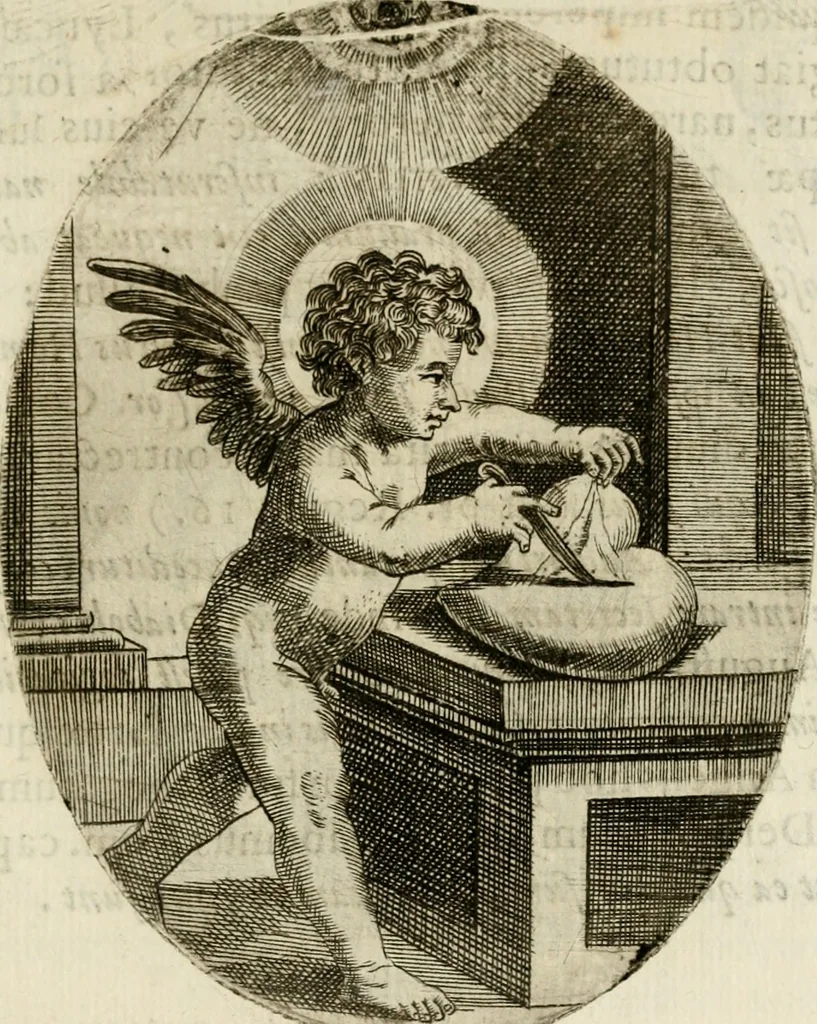 An illustration from Francisci Ponae Cardiomorphoseos, siue, Ex corde desumpta emblemata sacra, 1645, leaf 24