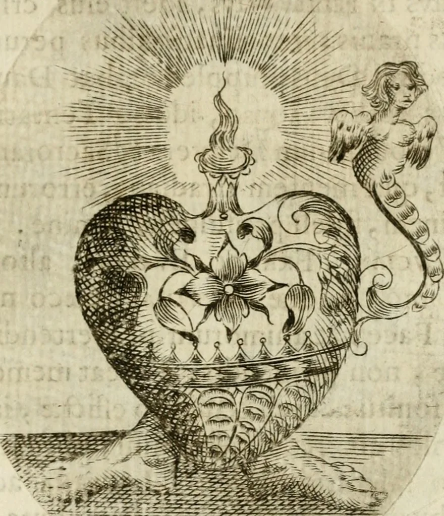 An illustration from Francisci Ponae Cardiomorphoseos, siue, Ex corde desumpta emblemata sacra, 1645, leaf 26