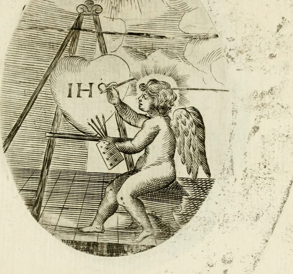 An illustration from Francisci Ponae Cardiomorphoseos, siue, Ex corde desumpta emblemata sacra, 1645, leaf 38