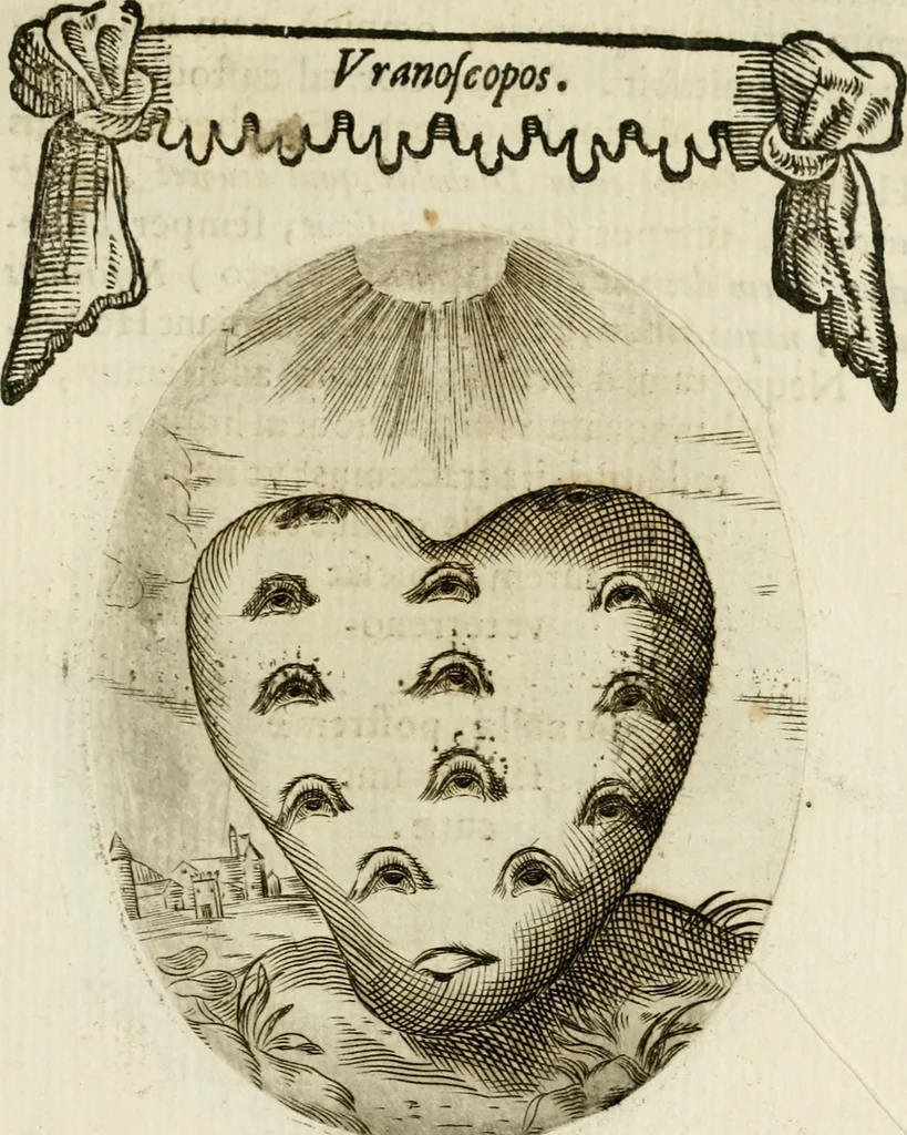 An illustration from Francisci Ponae Cardiomorphoseos, siue, Ex corde desumpta emblemata sacra, 1645, leaf 50