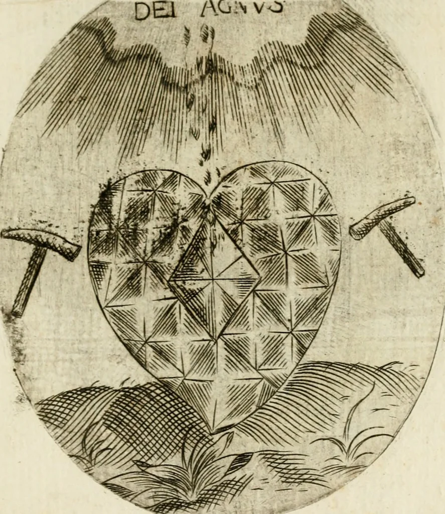 An illustration from Francisci Ponae Cardiomorphoseos, siue, Ex corde desumpta emblemata sacra, 1645, leaf 52