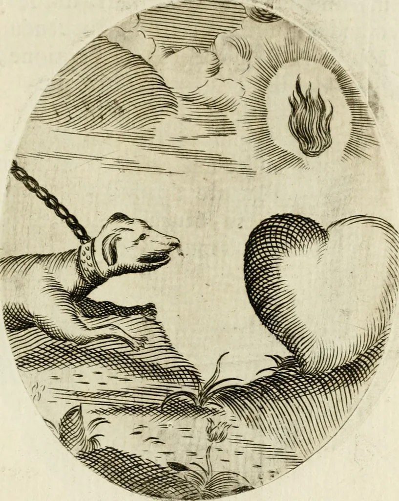 An illustration from Francisci Ponae Cardiomorphoseos, siue, Ex corde desumpta emblemata sacra, 1645, leaf 58