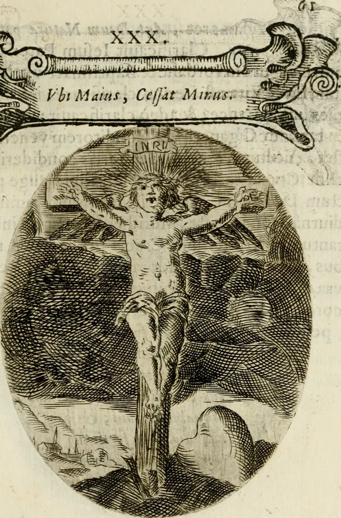 An illustration from Francisci Ponae Cardiomorphoseos, siue, Ex corde desumpta emblemata sacra, 1645, leaf 72