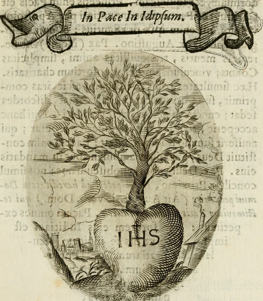 An illustration from Francisci Ponae Cardiomorphoseos, siue, Ex corde desumpta emblemata sacra, 1645, leaf 74