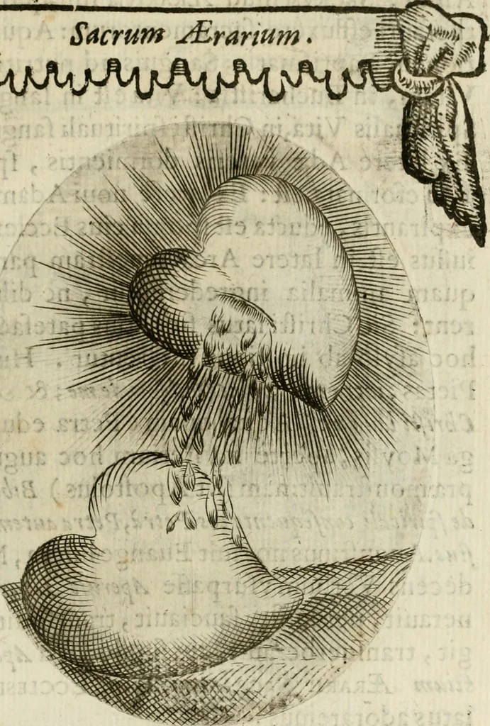 An illustration from Francisci Ponae Cardiomorphoseos, siue, Ex corde desumpta emblemata sacra, 1645, leaf 82