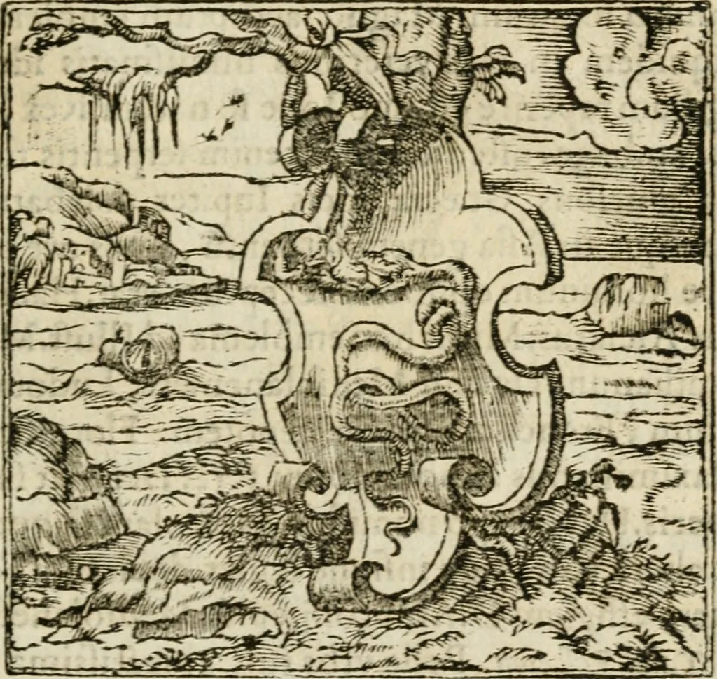 An illustration from Francisci Sanctii Brocensis in inclyta Salmaticensi Academia rhetoricae Graecaeque linguae professoris Comment. in And. Alciati emblemata : nunc denuo multis in locis accurate recognita, & quamplurimis figuris illustrata : cum indice copiosissimo, 1573, leaf 10