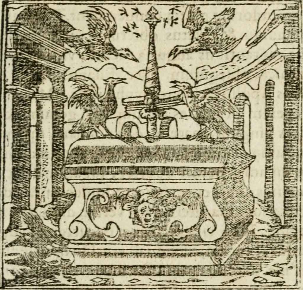 An illustration from Francisci Sanctii Brocensis in inclyta Salmaticensi Academia rhetoricae Graecaeque linguae professoris Comment. in And. Alciati emblemata : nunc denuo multis in locis accurate recognita, & quamplurimis figuris illustrata : cum indice copiosissimo, 1573, leaf 160