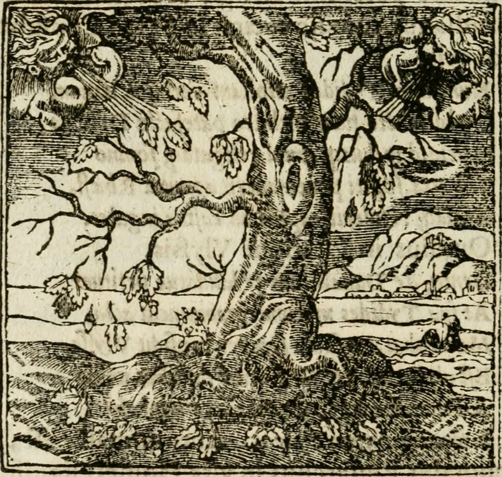 An illustration from Francisci Sanctii Brocensis in inclyta Salmaticensi Academia rhetoricae Graecaeque linguae professoris Comment. in And. Alciati emblemata : nunc denuo multis in locis accurate recognita, & quamplurimis figuris illustrata : cum indice copiosissimo, 1573, leaf 169