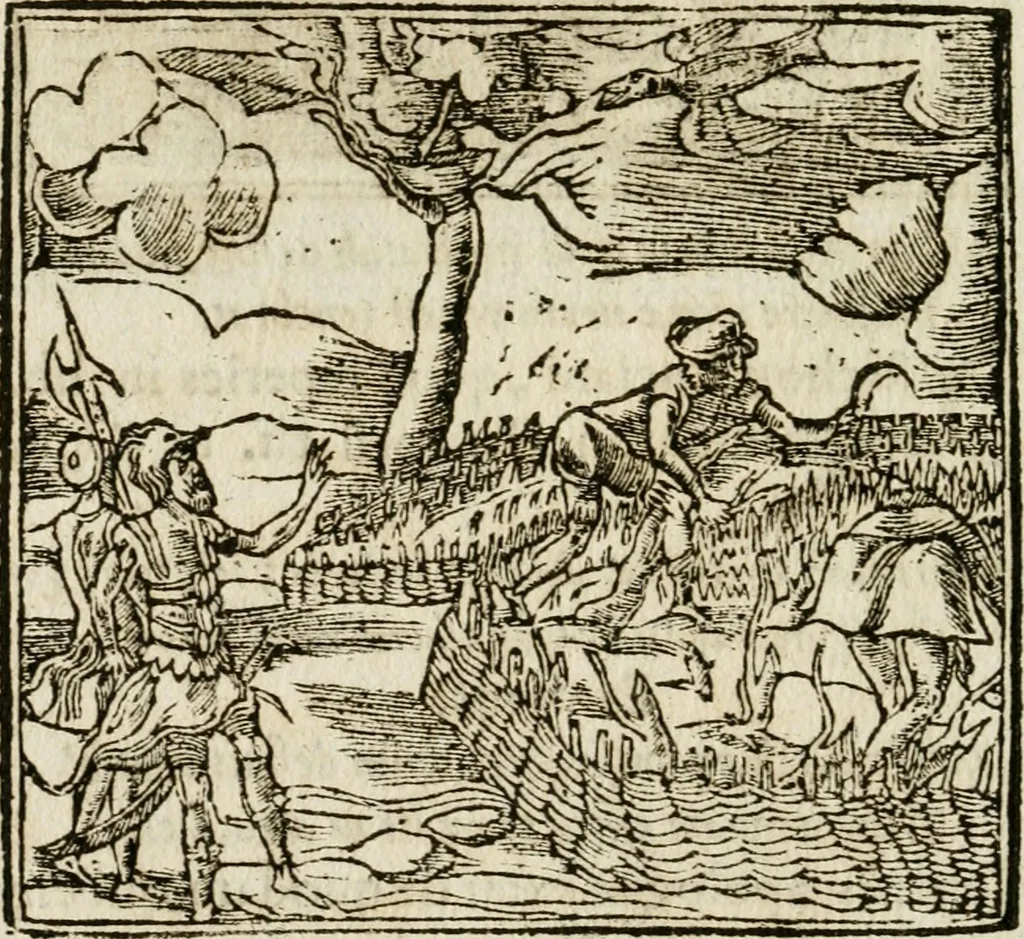 An illustration from Francisci Sanctii Brocensis in inclyta Salmaticensi Academia rhetoricae Graecaeque linguae professoris Comment. in And. Alciati emblemata : nunc denuo multis in locis accurate recognita, & quamplurimis figuris illustrata : cum indice copiosissimo, 1573, leaf 211
