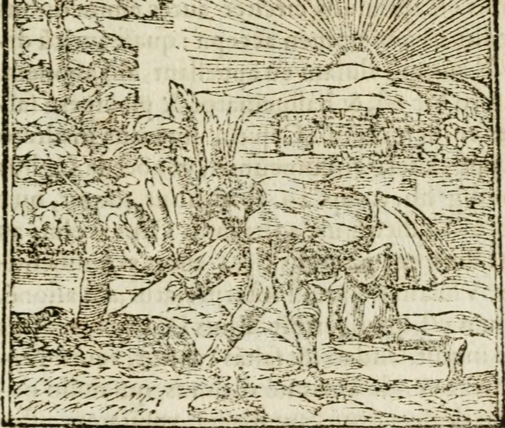 An illustration from Francisci Sanctii Brocensis in inclyta Salmaticensi Academia rhetoricae Graecaeque linguae professoris Comment. in And. Alciati emblemata : nunc denuo multis in locis accurate recognita, & quamplurimis figuris illustrata : cum indice copiosissimo, 1573, leaf 220