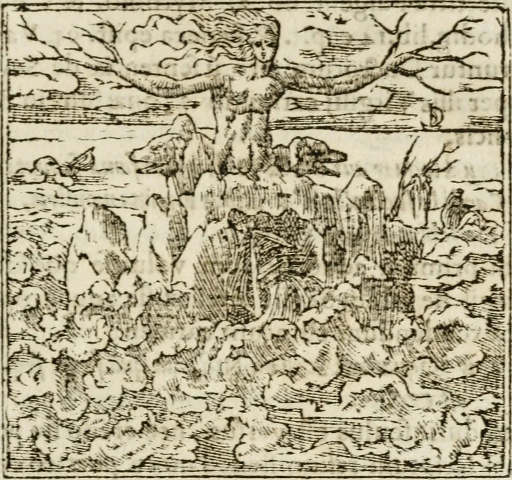 An illustration from Francisci Sanctii Brocensis in inclyta Salmaticensi Academia rhetoricae Graecaeque linguae professoris Comment. in And. Alciati emblemata : nunc denuo multis in locis accurate recognita, & quamplurimis figuris illustrata : cum indice copiosissimo, 1573, leaf 228
