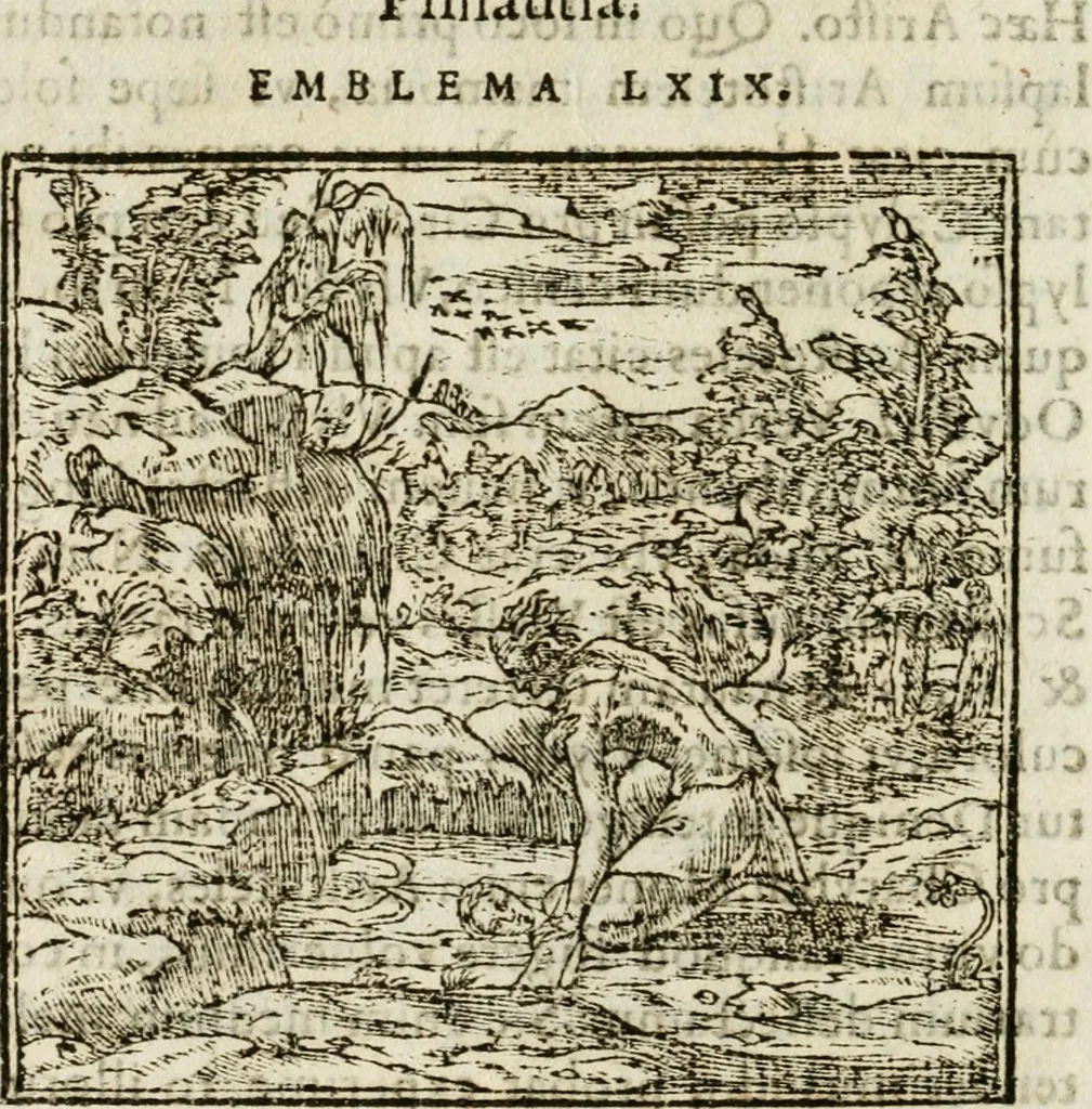 An illustration from Francisci Sanctii Brocensis in inclyta Salmaticensi Academia rhetoricae Graecaeque linguae professoris Comment. in And. Alciati emblemata : nunc denuo multis in locis accurate recognita, & quamplurimis figuris illustrata : cum indice copiosissimo, 1573, leaf 231
