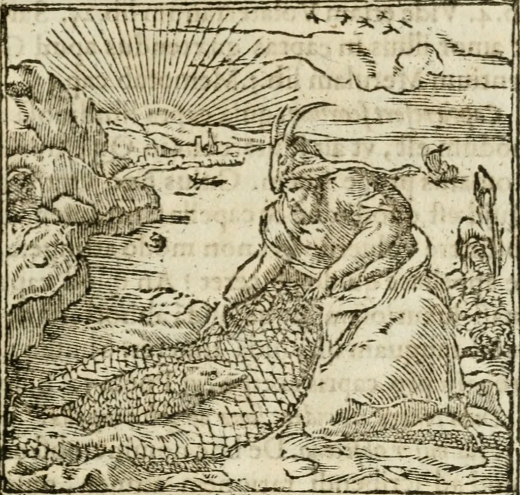 An illustration from Francisci Sanctii Brocensis in inclyta Salmaticensi Academia rhetoricae Graecaeque linguae professoris Comment. in And. Alciati emblemata : nunc denuo multis in locis accurate recognita, & quamplurimis figuris illustrata : cum indice copiosissimo, 1573, leaf 246