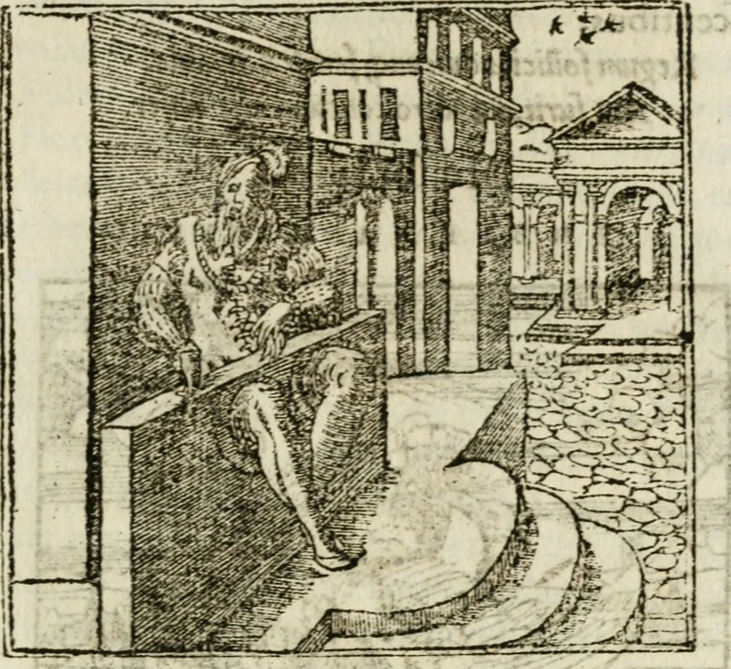 An illustration from Francisci Sanctii Brocensis in inclyta Salmaticensi Academia rhetoricae Graecaeque linguae professoris Comment. in And. Alciati emblemata : nunc denuo multis in locis accurate recognita, & quamplurimis figuris illustrata : cum indice copiosissimo, 1573, leaf 272
