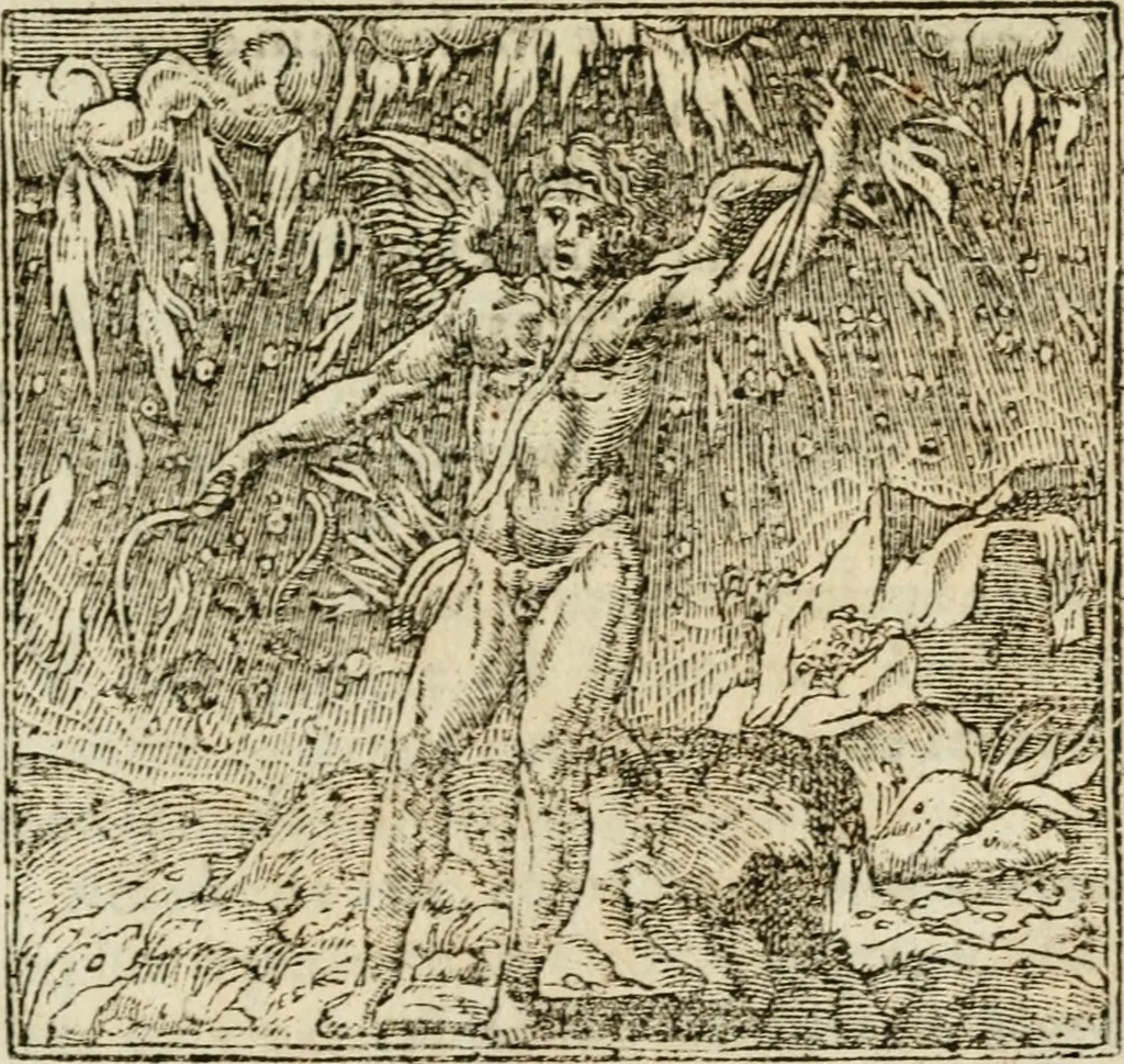 An illustration from Francisci Sanctii Brocensis in inclyta Salmaticensi Academia rhetoricae Graecaeque linguae professoris Comment. in And. Alciati emblemata : nunc denuo multis in locis accurate recognita, & quamplurimis figuris illustrata : cum indice copiosissimo, 1573, leaf 324