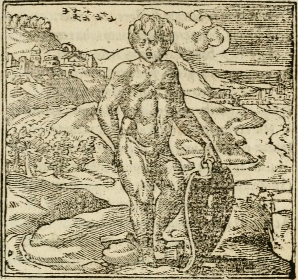 An illustration from Francisci Sanctii Brocensis in inclyta Salmaticensi Academia rhetoricae Graecaeque linguae professoris Comment. in And. Alciati emblemata : nunc denuo multis in locis accurate recognita, & quamplurimis figuris illustrata : cum indice copiosissimo, 1573, leaf 336