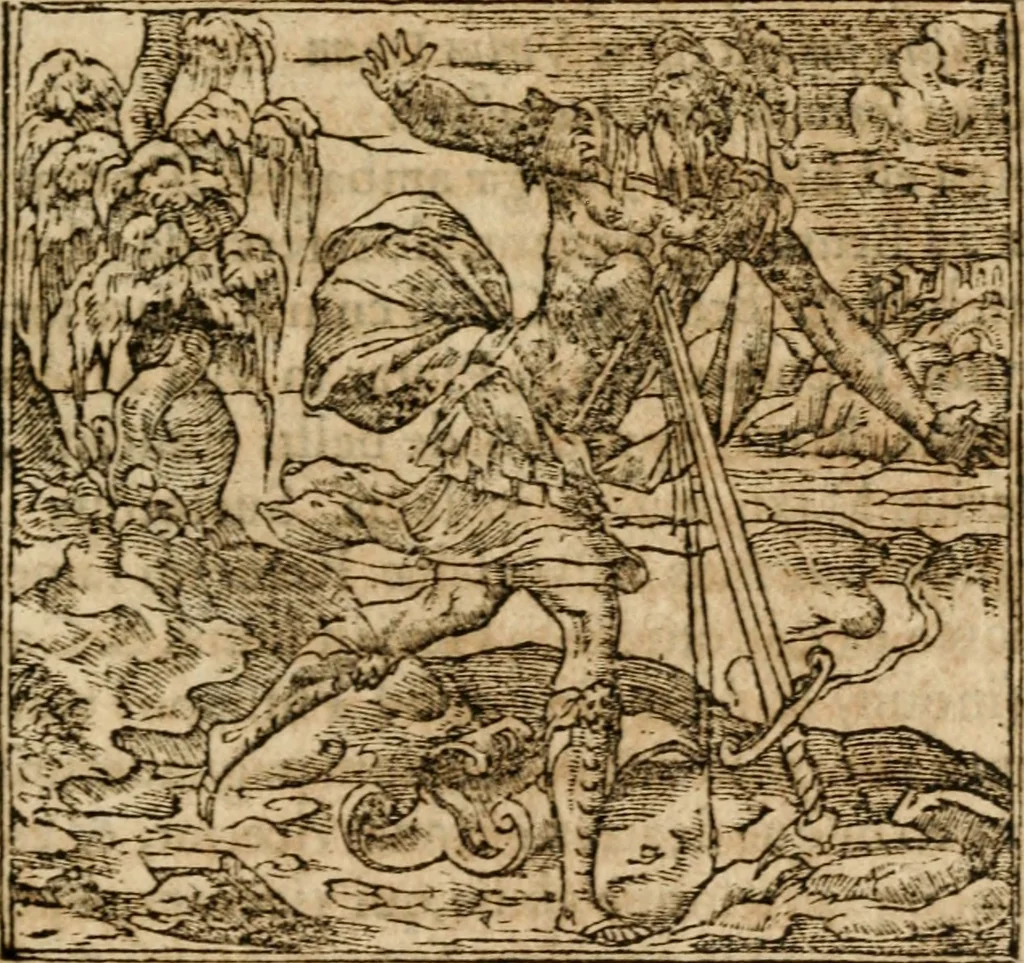 An illustration from Francisci Sanctii Brocensis in inclyta Salmaticensi Academia rhetoricae Graecaeque linguae professoris Comment. in And. Alciati emblemata : nunc denuo multis in locis accurate recognita, & quamplurimis figuris illustrata : cum indice copiosissimo, 1573, leaf 356
