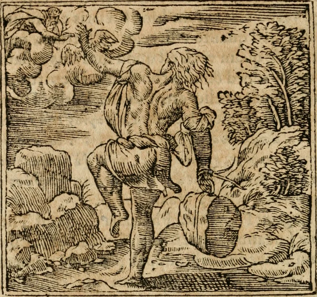 An illustration from Francisci Sanctii Brocensis in inclyta Salmaticensi Academia rhetoricae Graecaeque linguae professoris Comment. in And. Alciati emblemata : nunc denuo multis in locis accurate recognita, & quamplurimis figuris illustrata : cum indice copiosissimo, 1573, leaf 359
