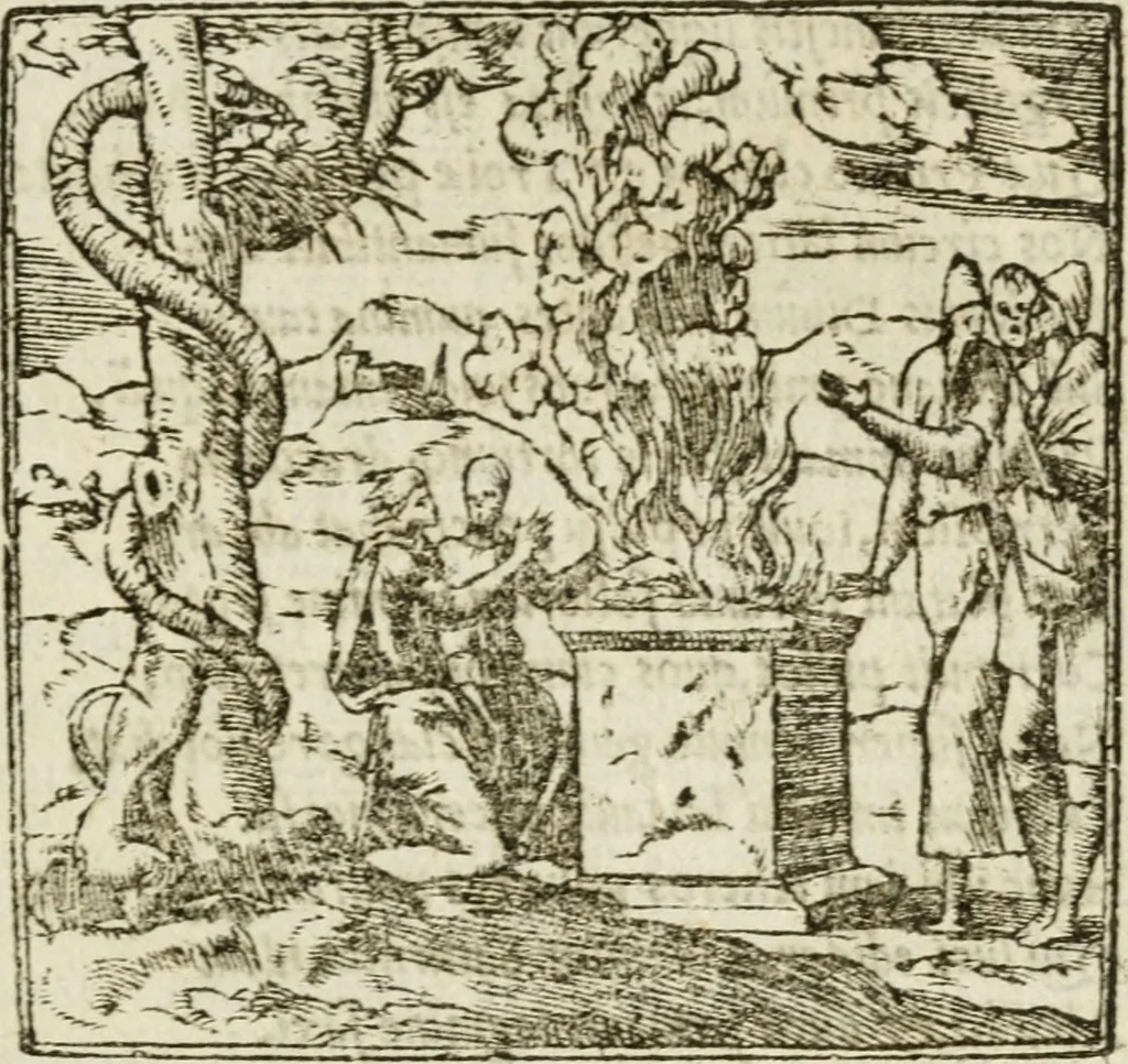 An illustration from Francisci Sanctii Brocensis in inclyta Salmaticensi Academia rhetoricae Graecaeque linguae professoris Comment. in And. Alciati emblemata : nunc denuo multis in locis accurate recognita, & quamplurimis figuris illustrata : cum indice copiosissimo, 1573, leaf 386