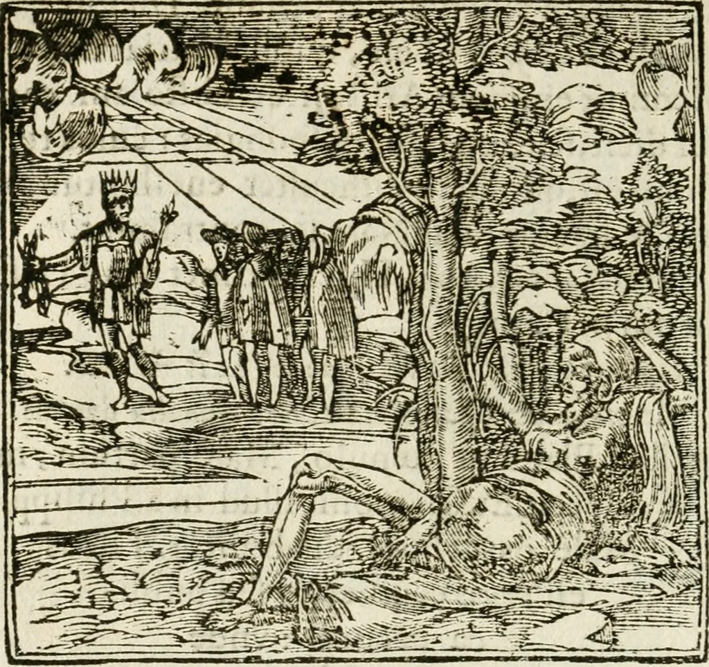 An illustration from Francisci Sanctii Brocensis in inclyta Salmaticensi Academia rhetoricae Graecaeque linguae professoris Comment. in And. Alciati emblemata : nunc denuo multis in locis accurate recognita, & quamplurimis figuris illustrata : cum indice copiosissimo, 1573, leaf 423