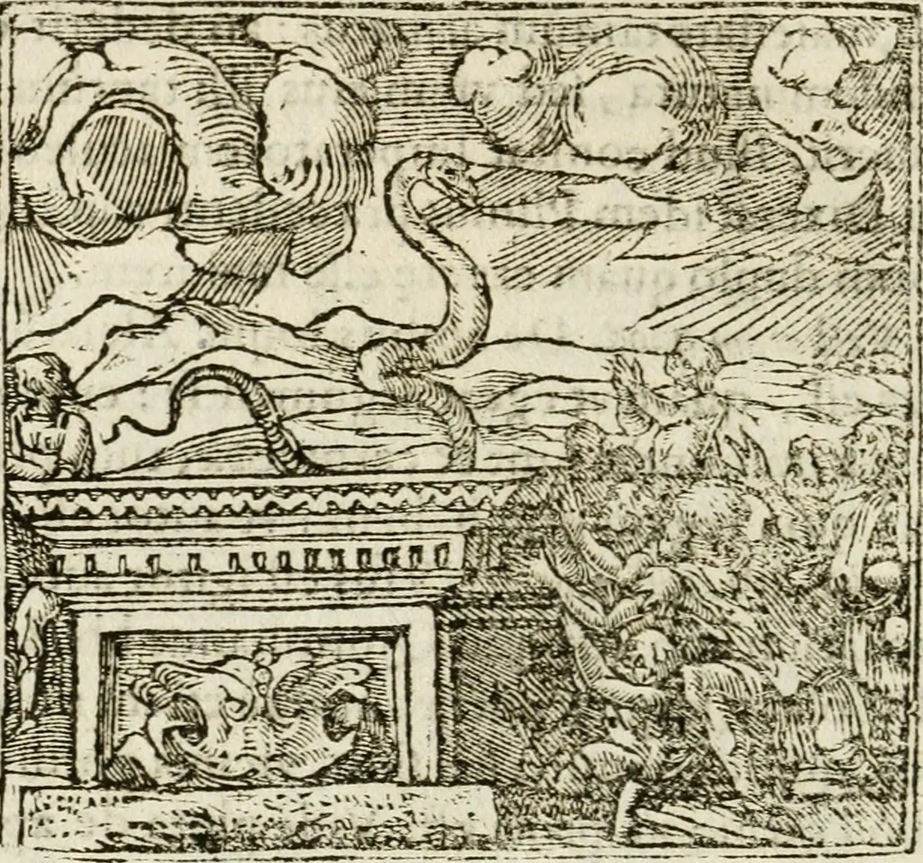 An illustration from Francisci Sanctii Brocensis in inclyta Salmaticensi Academia rhetoricae Graecaeque linguae professoris Comment. in And. Alciati emblemata : nunc denuo multis in locis accurate recognita, & quamplurimis figuris illustrata : cum indice copiosissimo, 1573, leaf 429
