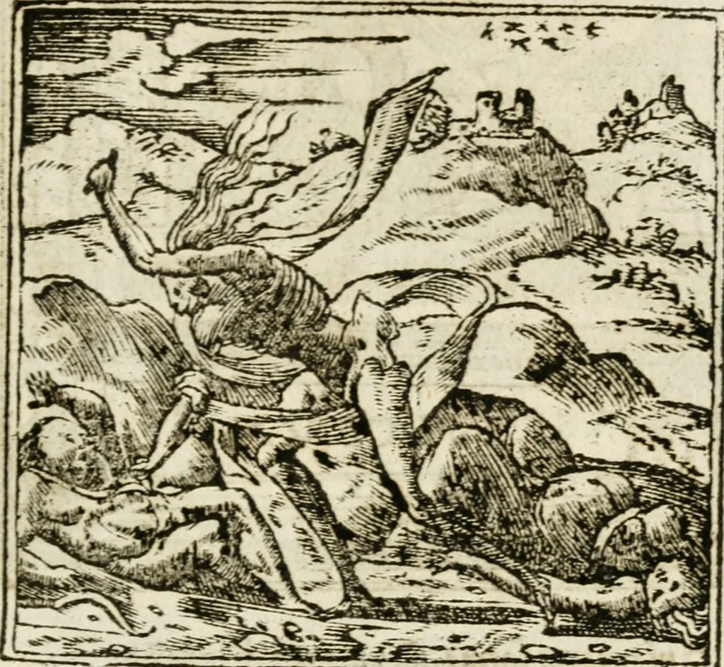 An illustration from Francisci Sanctii Brocensis in inclyta Salmaticensi Academia rhetoricae Graecaeque linguae professoris Comment. in And. Alciati emblemata : nunc denuo multis in locis accurate recognita, & quamplurimis figuris illustrata : cum indice copiosissimo, 1573, leaf 442