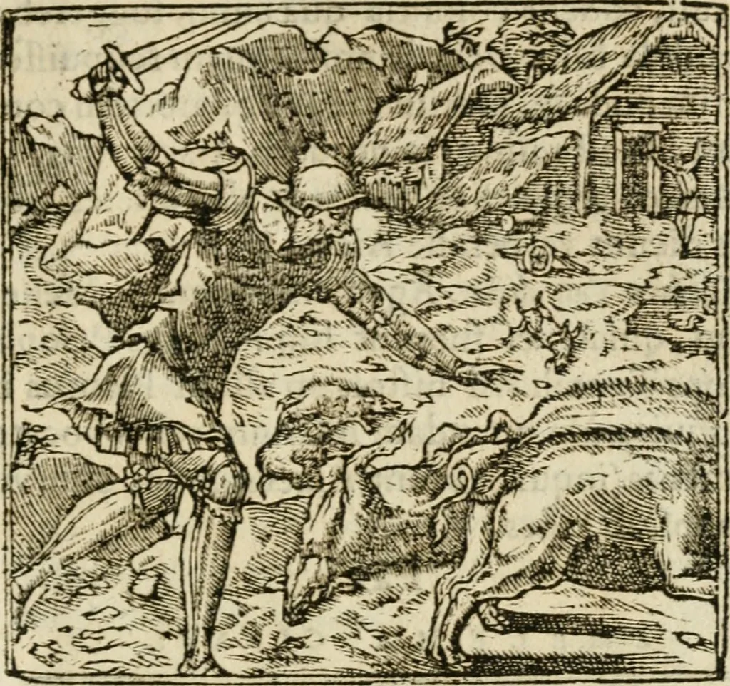 An illustration from Francisci Sanctii Brocensis in inclyta Salmaticensi Academia rhetoricae Graecaeque linguae professoris Comment. in And. Alciati emblemata : nunc denuo multis in locis accurate recognita, & quamplurimis figuris illustrata : cum indice copiosissimo, 1573, leaf 482
