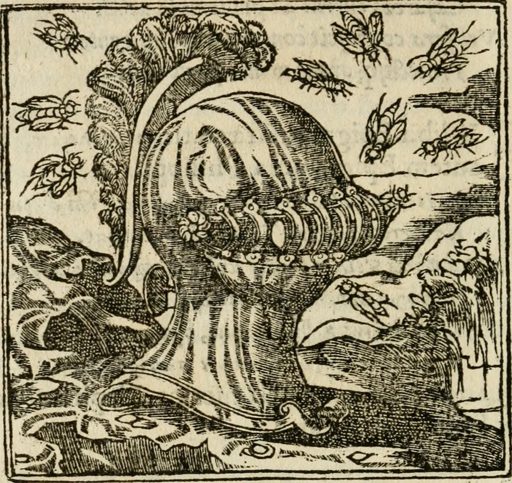 An illustration from Francisci Sanctii Brocensis in inclyta Salmaticensi Academia rhetoricae Graecaeque linguae professoris Comment. in And. Alciati emblemata : nunc denuo multis in locis accurate recognita, & quamplurimis figuris illustrata : cum indice copiosissimo, 1573, leaf 485