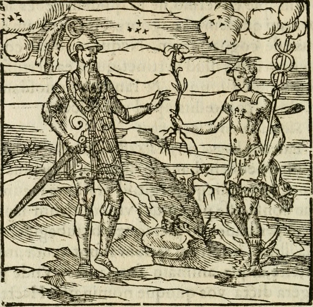 An illustration from Francisci Sanctii Brocensis in inclyta Salmaticensi Academia rhetoricae Graecaeque linguae professoris Comment. in And. Alciati emblemata : nunc denuo multis in locis accurate recognita, & quamplurimis figuris illustrata : cum indice copiosissimo, 1573, leaf 495