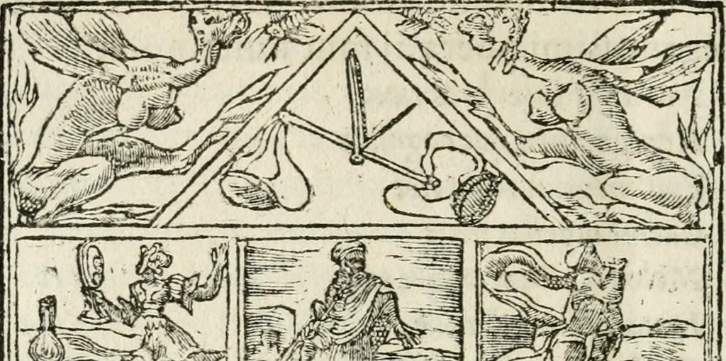 An illustration from Francisci Sanctii Brocensis in inclyta Salmaticensi Academia rhetoricae Graecaeque linguae professoris Comment. in And. Alciati emblemata : nunc denuo multis in locis accurate recognita, & quamplurimis figuris illustrata : cum indice copiosissimo, 1573, leaf 513