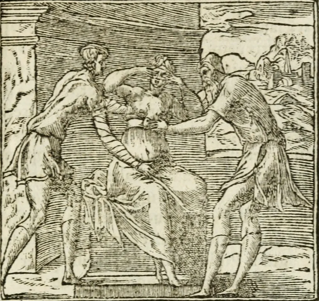 An illustration from Francisci Sanctii Brocensis in inclyta Salmaticensi Academia rhetoricae Graecaeque linguae professoris Comment. in And. Alciati emblemata : nunc denuo multis in locis accurate recognita, & quamplurimis figuris illustrata : cum indice copiosissimo, 1573, leaf 536