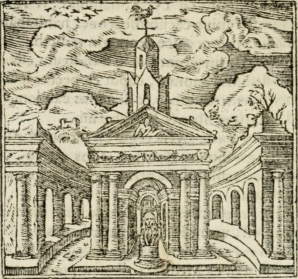 An illustration from Francisci Sanctii Brocensis in inclyta Salmaticensi Academia rhetoricae Graecaeque linguae professoris Comment. in And. Alciati emblemata : nunc denuo multis in locis accurate recognita, & quamplurimis figuris illustrata : cum indice copiosissimo, 1573, leaf 73