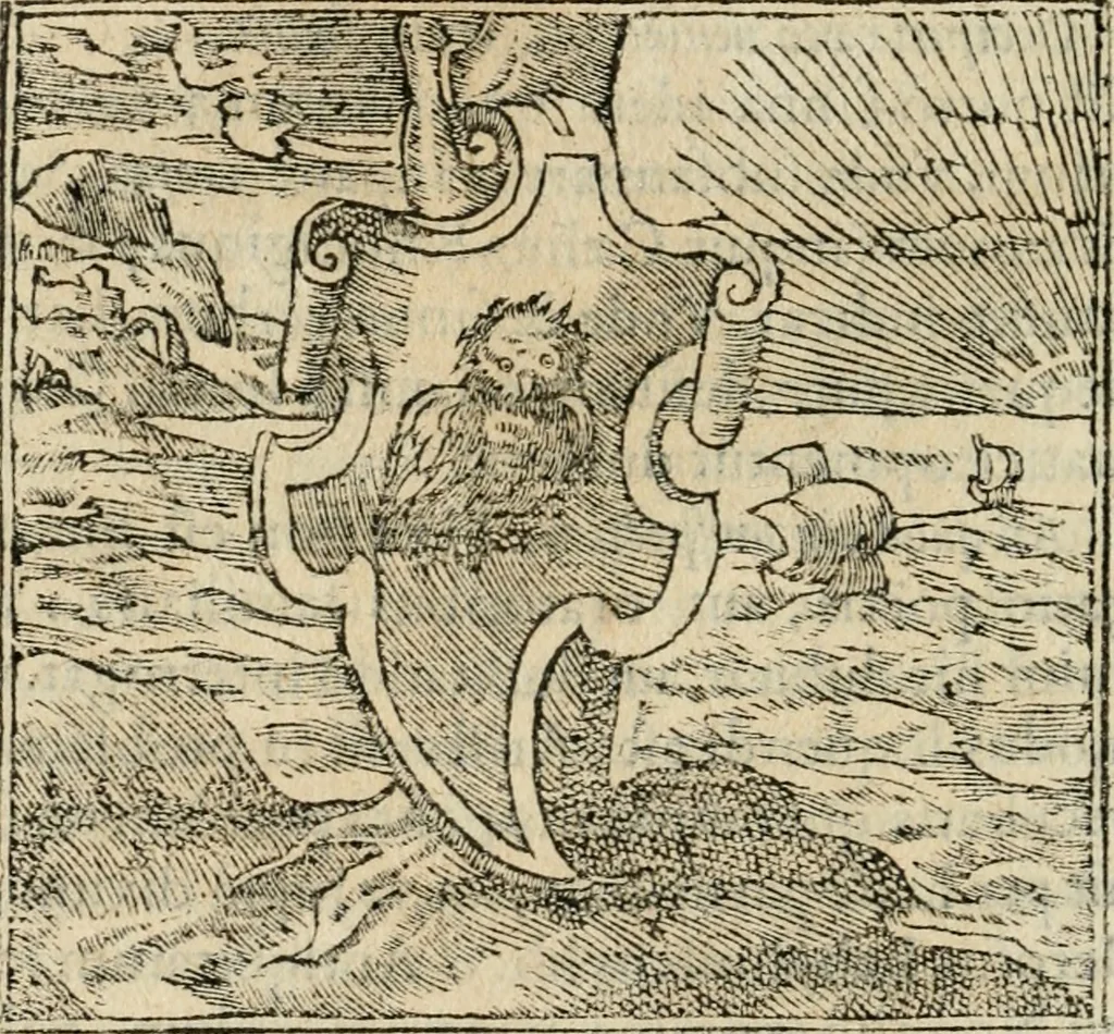 An illustration from Francisci Sanctii Brocensis in inclyta Salmaticensi Academia rhetoricae Graecaeque linguae professoris Comment. in And. Alciati emblemata : nunc denuo multis in locis accurate recognita, & quamplurimis figuris illustrata : cum indice copiosissimo, 1573, leaf 89