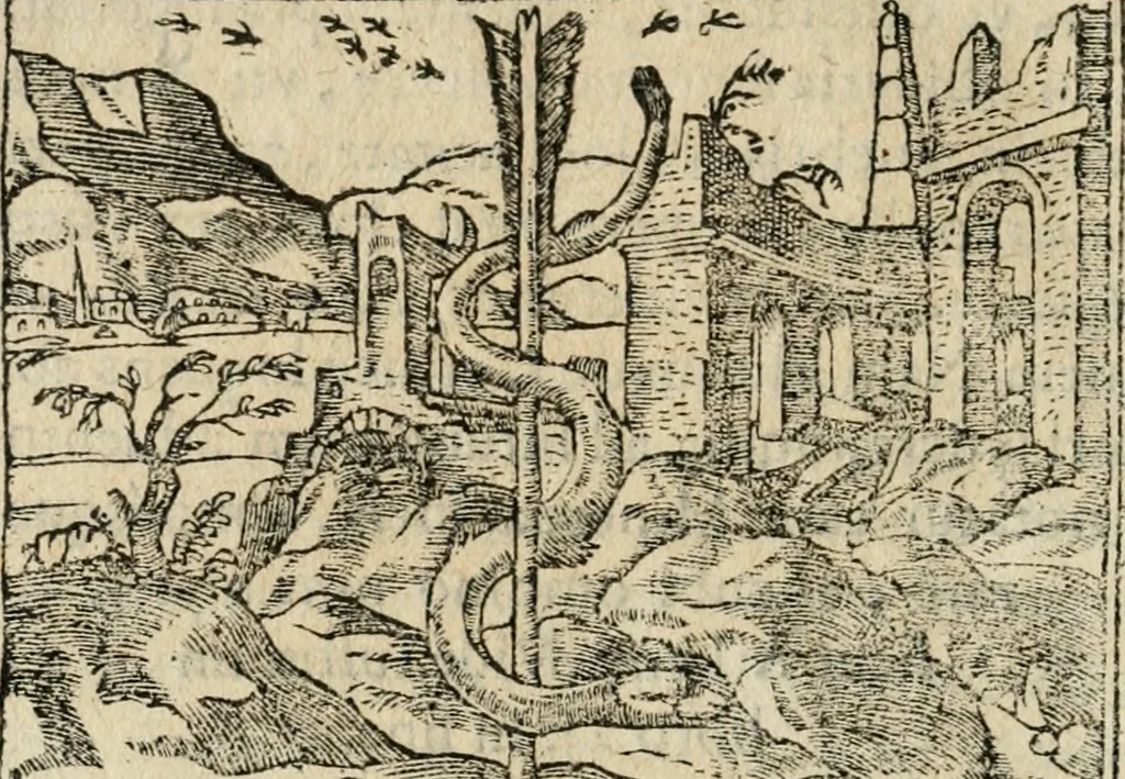 An illustration from Francisci Sanctii Brocensis in inclyta Salmaticensi Academia rhetoricae Graecaeque linguae professoris Comment. in And. Alciati emblemata : nunc denuo multis in locis accurate recognita, & quamplurimis figuris illustrata : cum indice copiosissimo, 1573, leaf 93