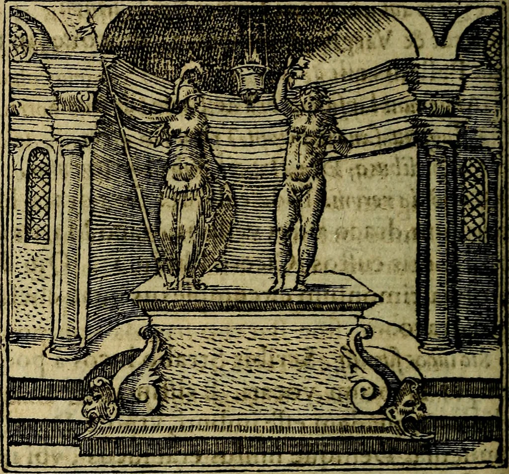 An illustration from Francisci Sanctii Brocensis .., 1573, leaf 105