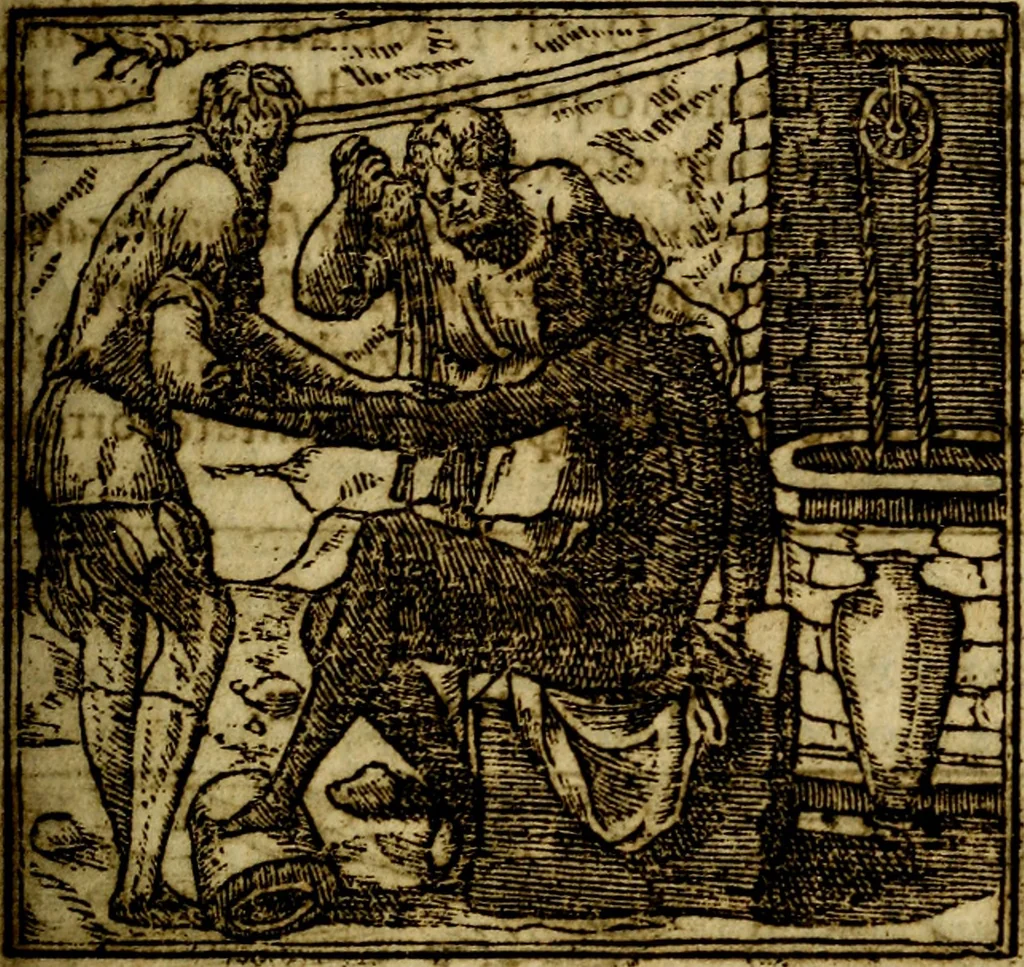 An illustration from Francisci Sanctii Brocensis .., 1573, leaf 216
