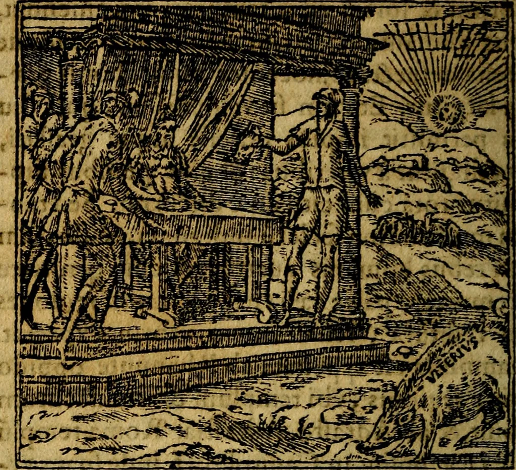 An illustration from Francisci Sanctii Brocensis .., 1573, leaf 185