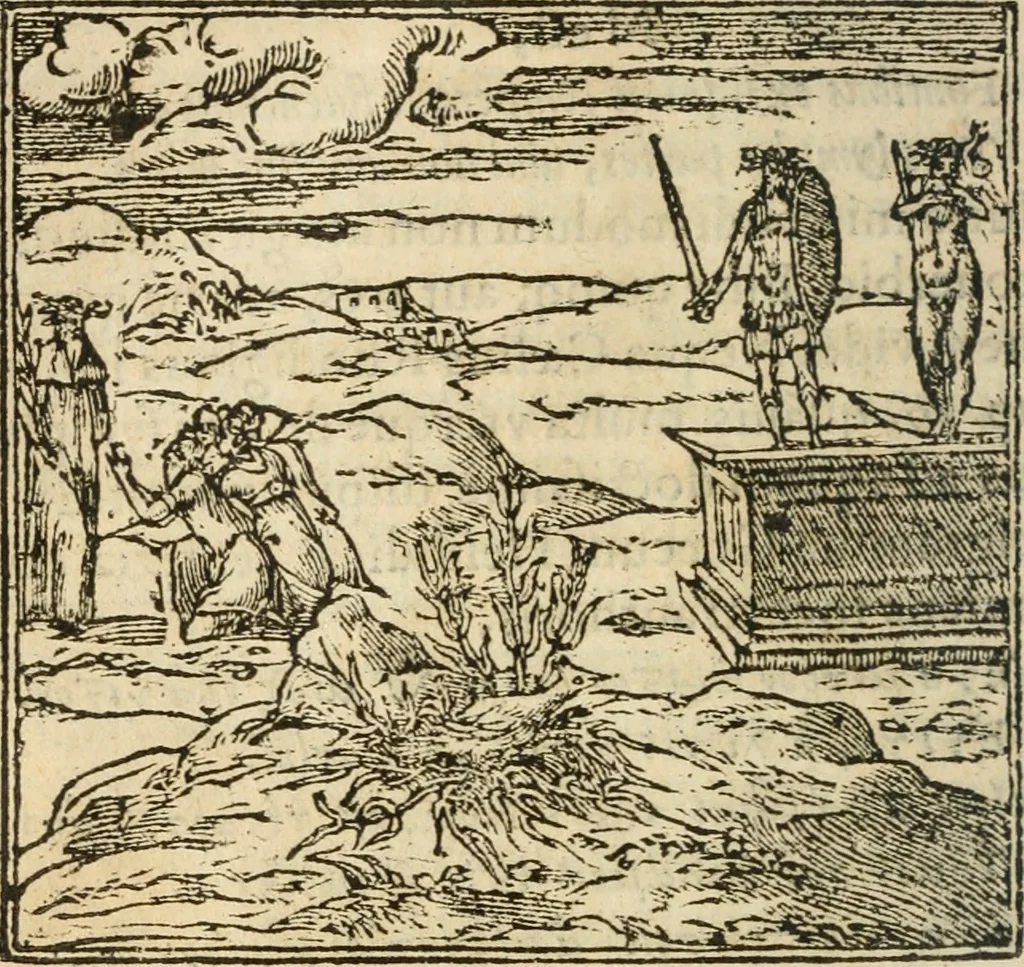 An illustration from Francisci Sanctii Brocensis In inclyta Salmaticensi Academia Rhetoricæ, Graecæque linguæ professoris Comment. in And. Alciati Emblemata : nunc denuò multis in locis accuratè recognita, & quamplurimis figuris illustrata ; cum indice copiosissimo, 1573, leaf 119