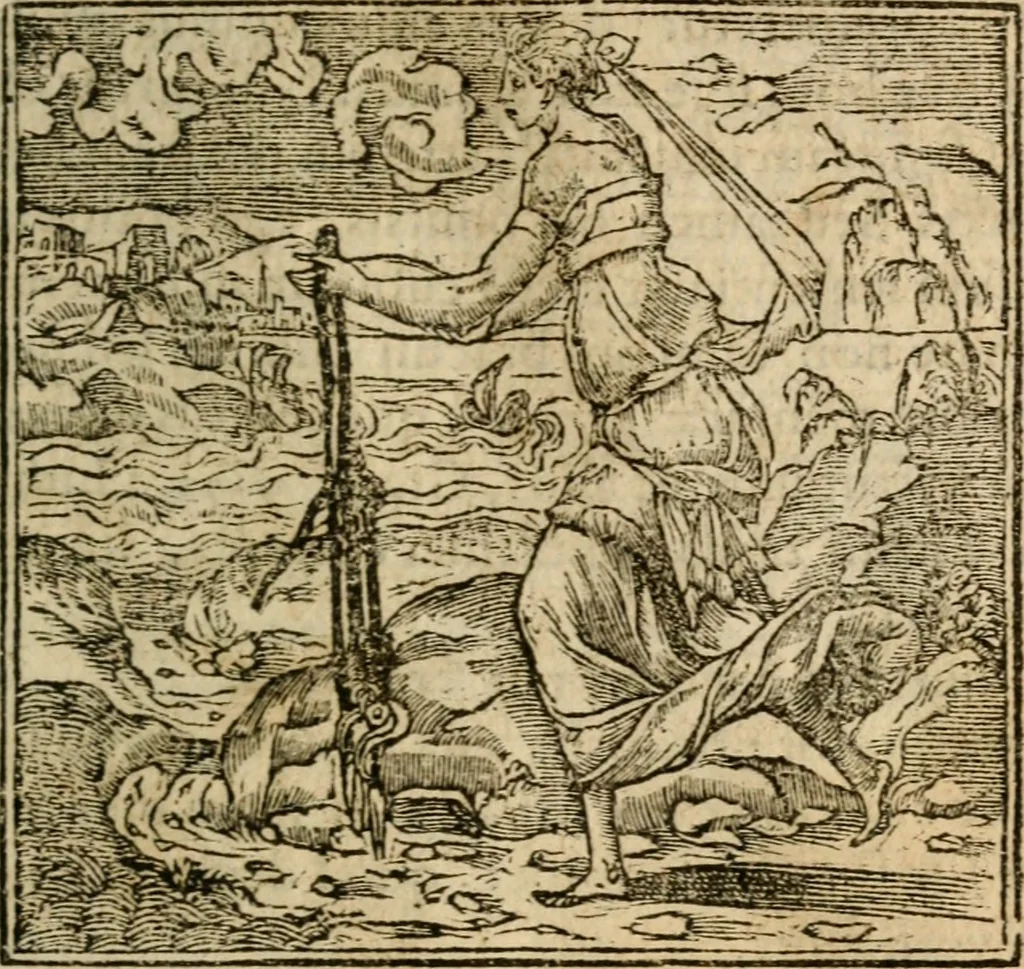 An illustration from Francisci Sanctii Brocensis In inclyta Salmaticensi Academia Rhetoricæ, Graecæque linguæ professoris Comment. in And. Alciati Emblemata : nunc denuò multis in locis accuratè recognita, & quamplurimis figuris illustrata ; cum indice copiosissimo, 1573, leaf 126