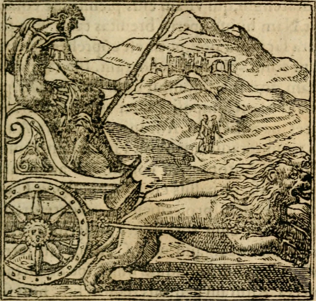 An illustration from Francisci Sanctii Brocensis In inclyta Salmaticensi Academia Rhetoricæ, Graecæque linguæ professoris Comment. in And. Alciati Emblemata : nunc denuò multis in locis accuratè recognita, & quamplurimis figuris illustrata ; cum indice copiosissimo, 1573, leaf 134