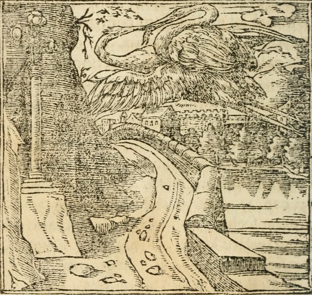 An illustration from Francisci Sanctii Brocensis In inclyta Salmaticensi Academia Rhetoricæ, Graecæque linguæ professoris Comment. in And. Alciati Emblemata : nunc denuò multis in locis accuratè recognita, & quamplurimis figuris illustrata ; cum indice copiosissimo, 1573, leaf 137