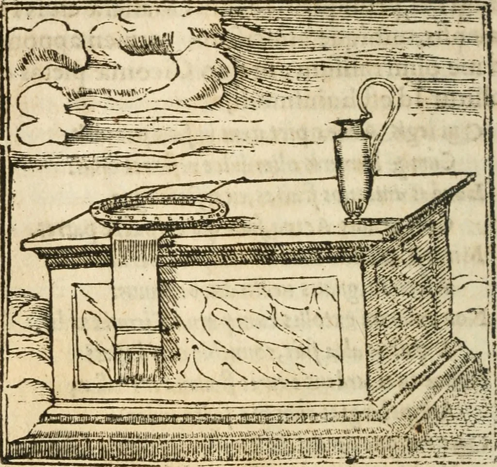 An illustration from Francisci Sanctii Brocensis In inclyta Salmaticensi Academia Rhetoricæ, Graecæque linguæ professoris Comment. in And. Alciati Emblemata : nunc denuò multis in locis accuratè recognita, & quamplurimis figuris illustrata ; cum indice copiosissimo, 1573, leaf 141