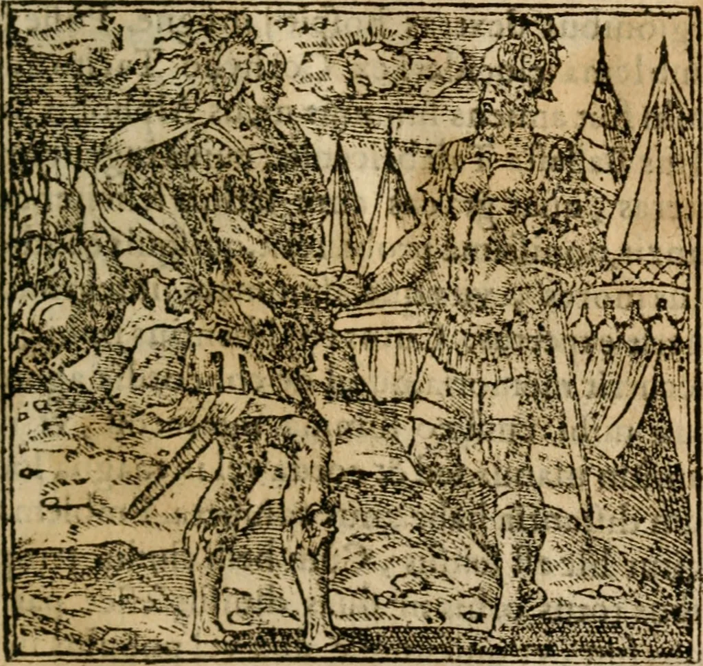 An illustration from Francisci Sanctii Brocensis In inclyta Salmaticensi Academia Rhetoricæ, Graecæque linguæ professoris Comment. in And. Alciati Emblemata : nunc denuò multis in locis accuratè recognita, & quamplurimis figuris illustrata ; cum indice copiosissimo, 1573, leaf 168