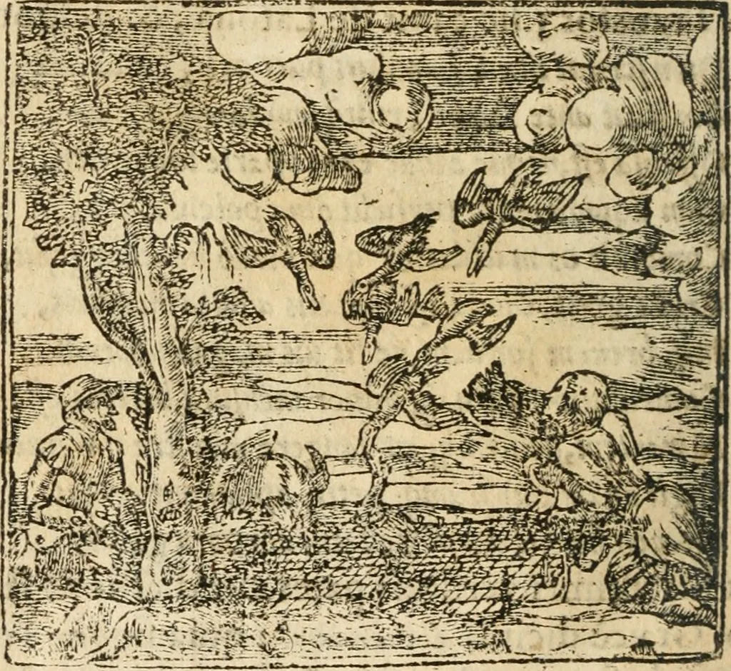 An illustration from Francisci Sanctii Brocensis In inclyta Salmaticensi Academia Rhetoricæ, Graecæque linguæ professoris Comment. in And. Alciati Emblemata : nunc denuò multis in locis accuratè recognita, & quamplurimis figuris illustrata ; cum indice copiosissimo, 1573, leaf 197